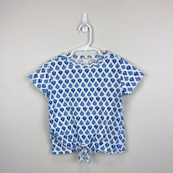 Crewcuts Blue Floral Tie Front T-Shirt S 6-7 - Picture 1 of 5